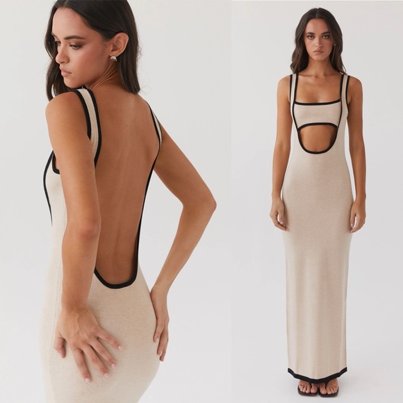Peppermayo Dresses & Skirts - Peppermayo Cream and Black Backless Dress
